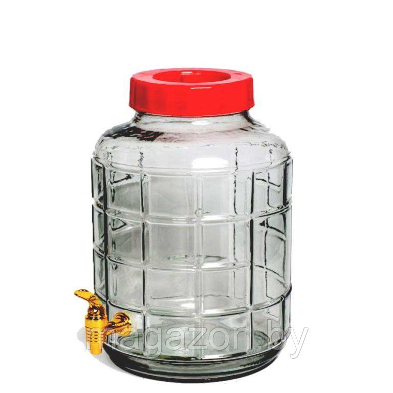 Бутыль (банка) стеклянная 18л с гидрозатвором и краником - фото 7 - id-p187020350