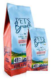 Сухой корм для собак Pet's Brunch для взрослых собак средних пород с телятиной 11 кг