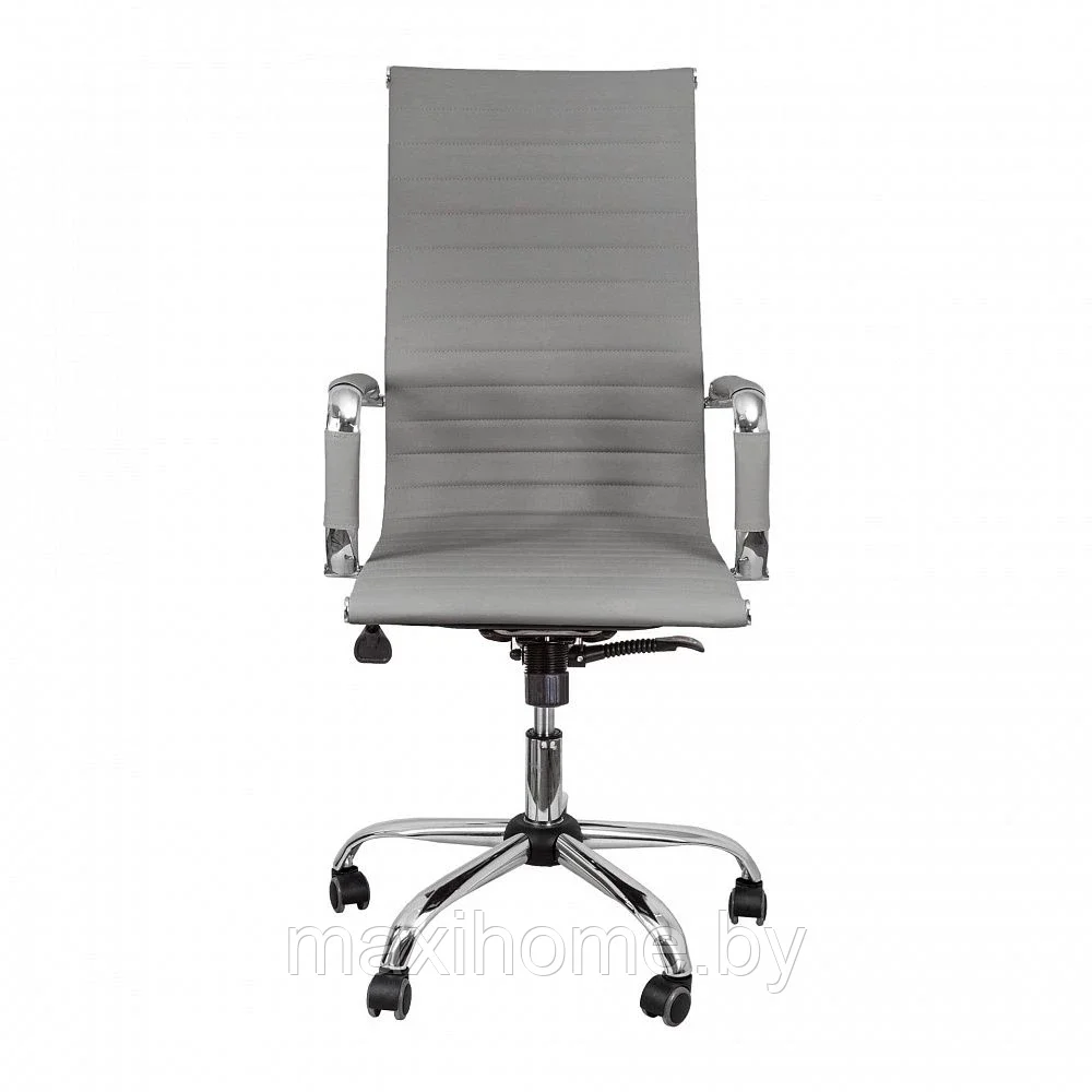 Кресло поворотное ELEGANCE NEW CHROME экокожа Серый - фото 2 - id-p109386486