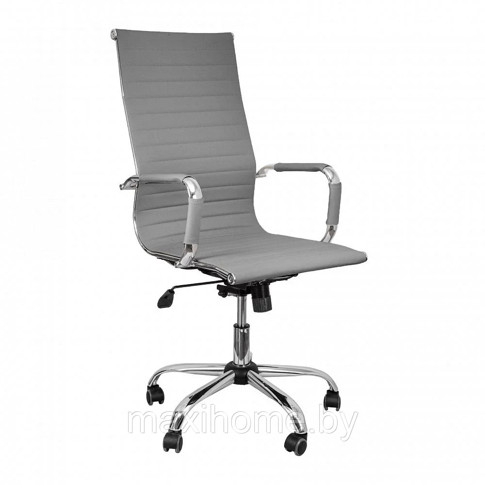 Кресло поворотное ELEGANCE NEW CHROME экокожа Серый - фото 1 - id-p109386486