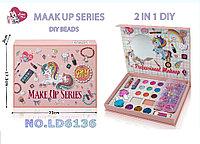 Набор косметики Единорог палетка, лаки, зеркало, бусинки для браслетов 6136