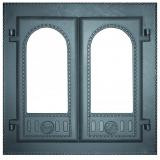Дверка каминная двухстворчатая крашенная со стеклом ДК-6С RLK8415 410х410 - фото 2 - id-p23430551