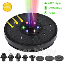 Фонтан на солнечной батарее, цветной садовый декор, 6 фонарей, влагозащита IP68