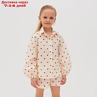 Блузка для девочки MINAKU: Cotton Collection цвет бежевый, рост 104