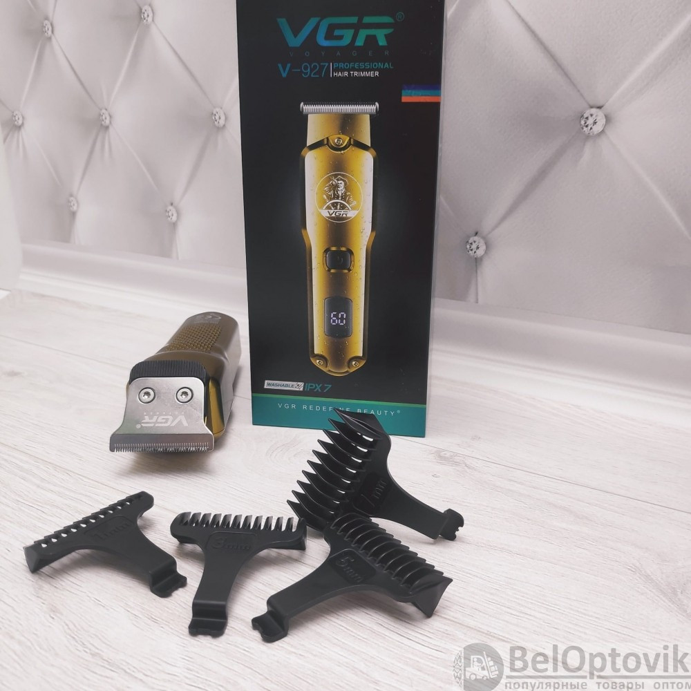 Триммер для стрижки волос, ухода за бородой и окантовкой VGR V-927 VOYAGER 4 насадки, LCD-дисплей - фото 10 - id-p187107835
