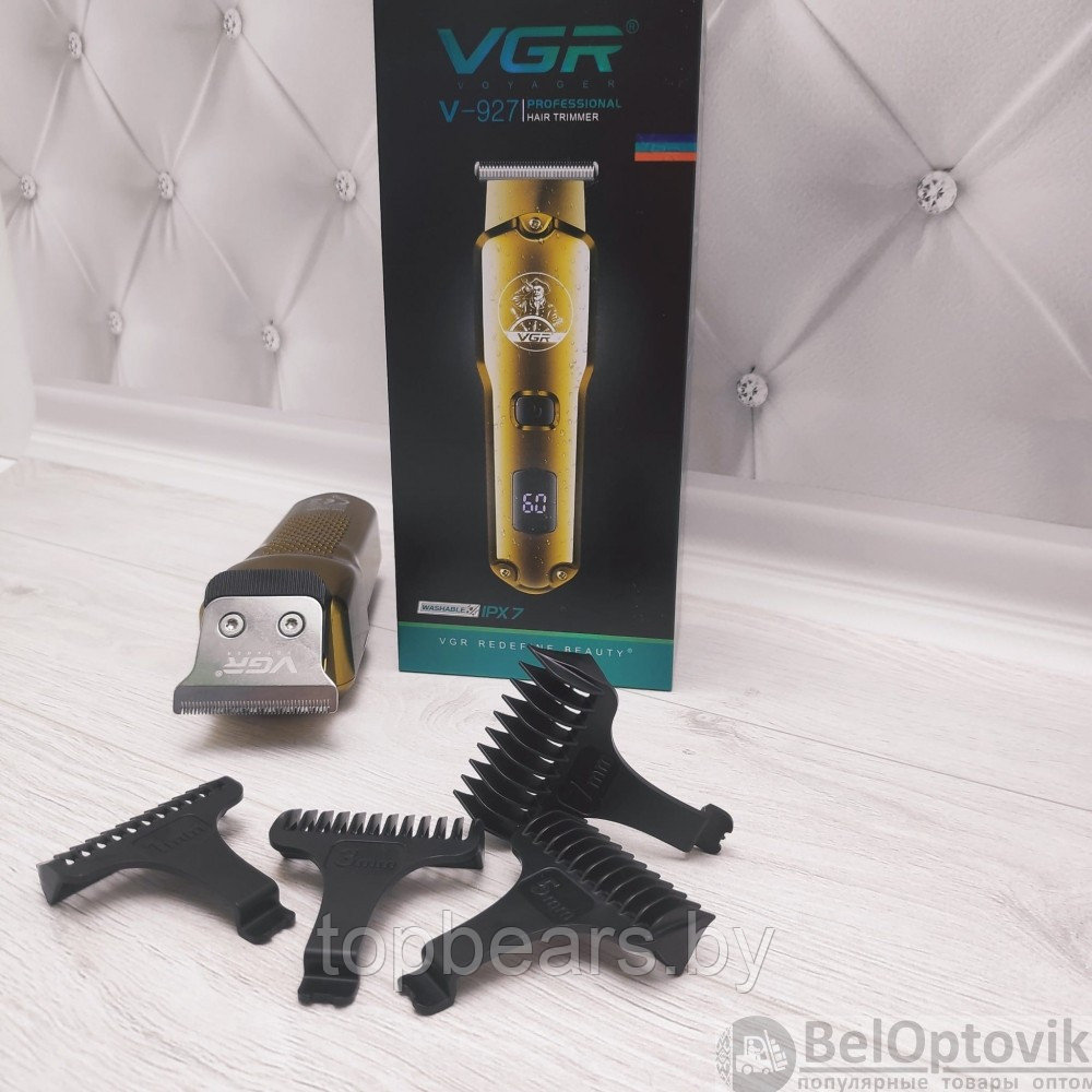 Триммер для стрижки волос, ухода за бородой и окантовкой VGR V-927 VOYAGER 4 насадки, LCD-дисплей - фото 10 - id-p187110445