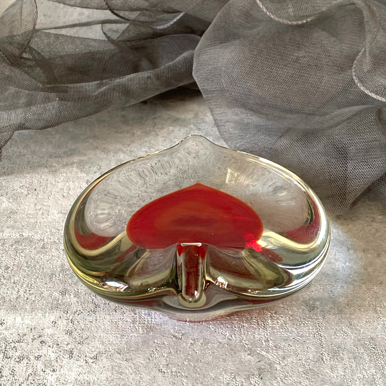 Пепельница стеклянная Heart glass, Неман, винтаж - фото 3 - id-p174937179