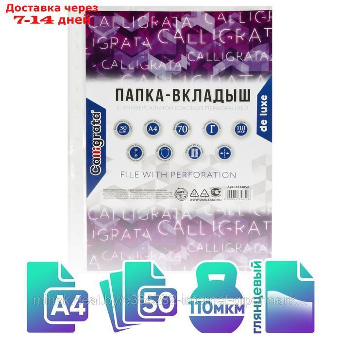 Файл-вкладыш А4, 110 мкм, Calligrata, глянцевый, вертикальный, 50 штук ...