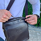 Стильная мужская сумка Polo Videng с плечевым ремнём темно коричневая, фото 2
