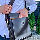 Стильная мужская сумка Polo Videng с плечевым ремнём темно коричневая, фото 6