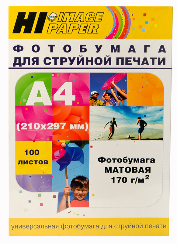 Фотобумага A4 (210x297) матовая односторонняя, 170 г/ м², 100 листов, Hi-Image Paper, A2118