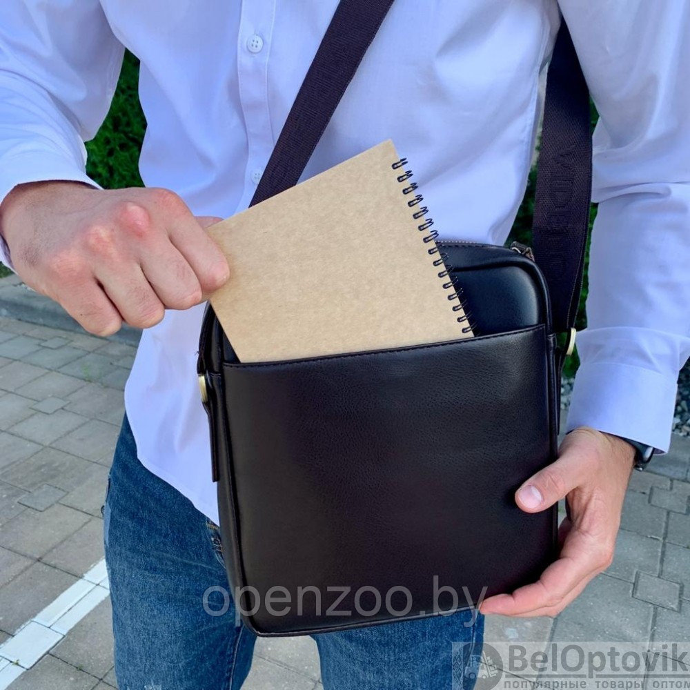 Стильная мужская сумка Polo Videng с плечевым ремнём темно коричневая - фото 4 - id-p187157905