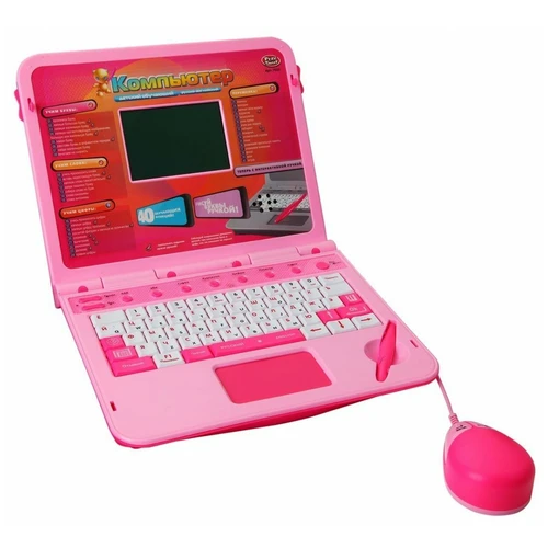 Детский обучающий компьютер ноутбук Play Smart (Joy Toy) 7025 стилус, большой экран,розовый - фото 2 - id-p187163892