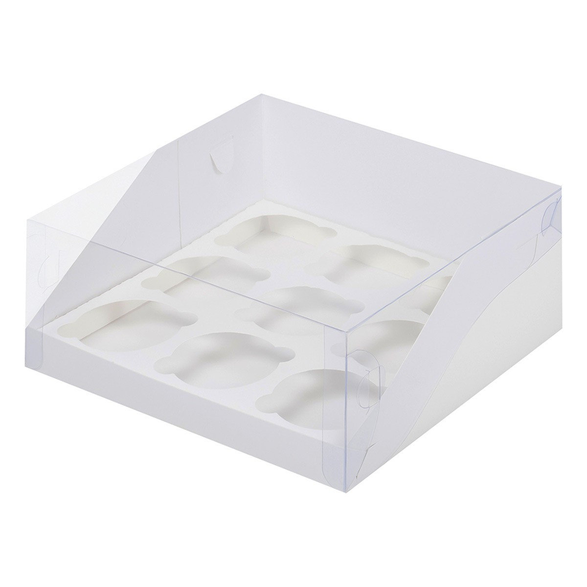 Коробка на 9 капкейков с пластиковой крышкой Белая (Россия, 235х235х100 мм) 040573 - фото 1 - id-p186618090