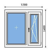 Окно ПВХ двухстворчатое стандартное ШхВ 1200х1400 мм