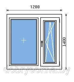 Окно ПВХ двухстворчатое стандартное ШхВ 1200х1400 мм - фото 1 - id-p1457578