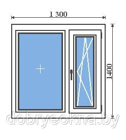Окно ПВХ двухстворчатое стандартное ШхВ 1300х1400 мм - фото 1 - id-p1576929