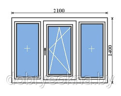 Окно ПВХ трехстворчатое стандартное ШхВ 2100х1400 мм