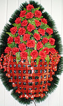 Ритуальный венок "Корзина роз" h 100 см