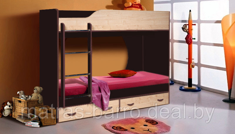 Двухъярусная детская кровать Крепыш 01 венге/бодега светлая - фото 4 - id-p65314130