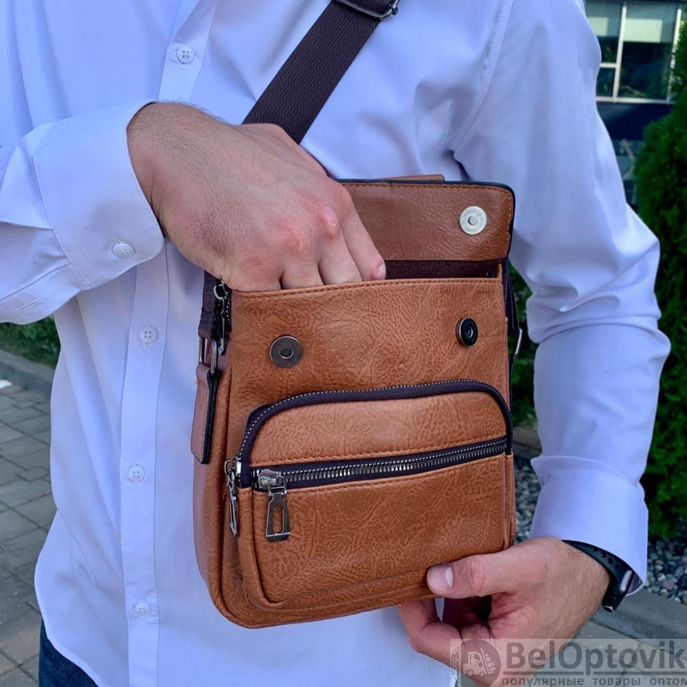 Классическая мужская сумка-мессенджер Bolo LingShi (плечевой ремень, ручка для переноски) - фото 9 - id-p187290990