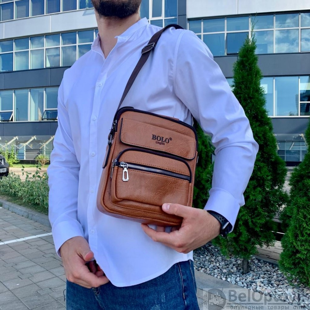 Классическая мужская сумка-мессенджер Bolo LingShi (плечевой ремень, ручка для переноски) - фото 2 - id-p187290994