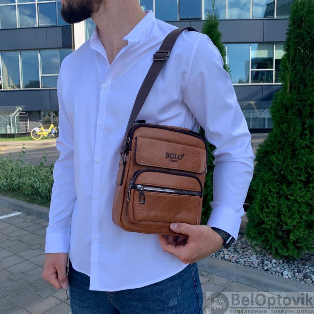 Классическая мужская сумка-мессенджер Bolo LingShi (плечевой ремень, ручка для переноски) - фото 8 - id-p187290994