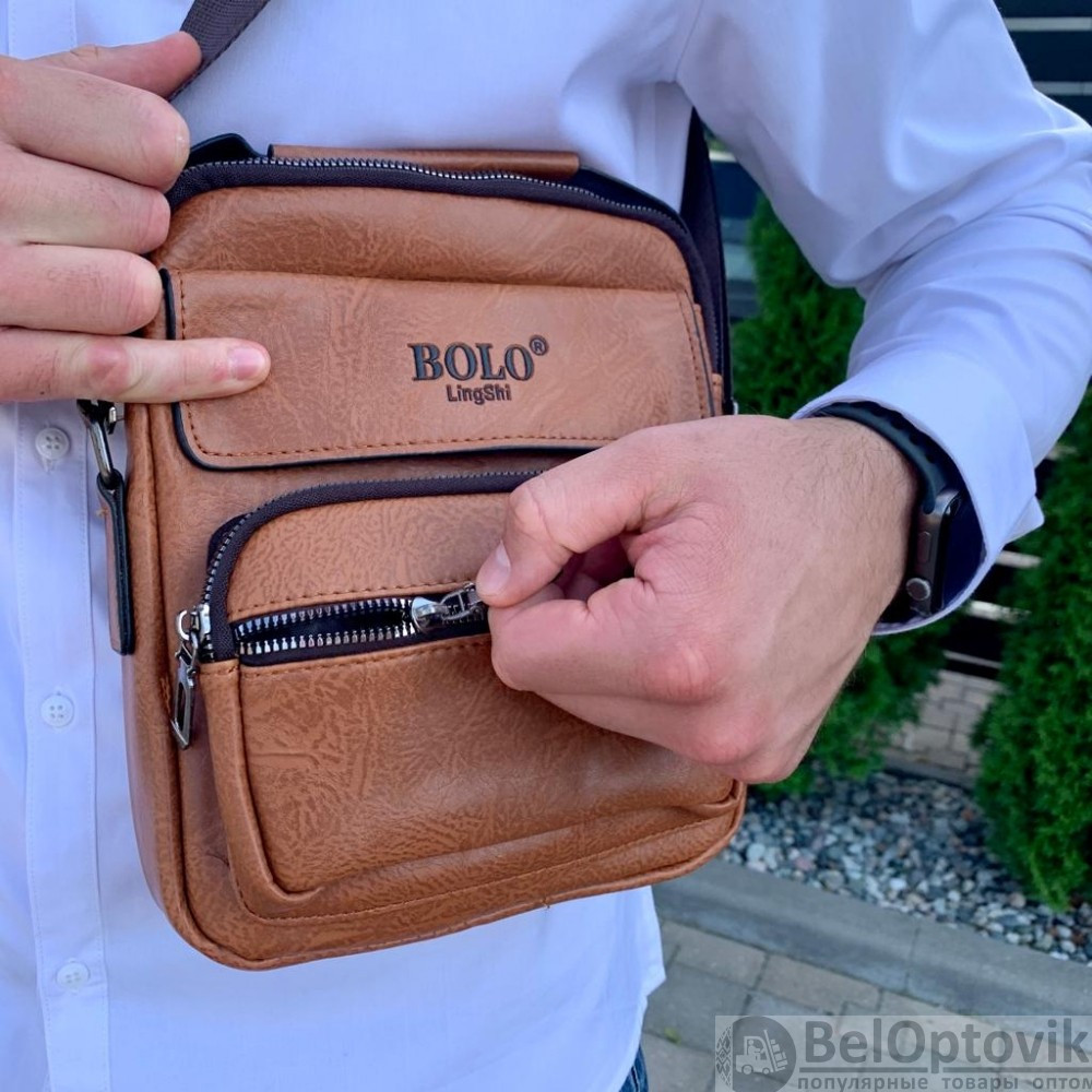 Классическая мужская сумка-мессенджер Bolo LingShi (плечевой ремень, ручка для переноски) - фото 10 - id-p187290994