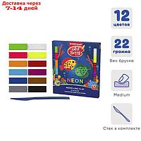 Пластилин 12 цвета, 260 г, ErichKrause, неоновый, с алоэ вера, в картонной упаковке
