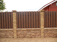 Двусторонний забор "Танвальд" комбинированный с двусторонним металлическим штакетником