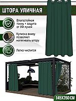 Уличные шторы непромокаемые из ткани Оксфорд 600Д Цвет - Зелёная трава Высота 260 см Люверсы 40 мм