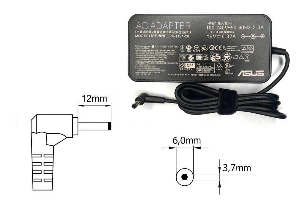 Оригинальная зарядка (блок питания) для ноутбука Asus MW505, 0A001-00065300, 120W, Slim, штекер 6.0x3.7 мм - фото 1 - id-p187350692
