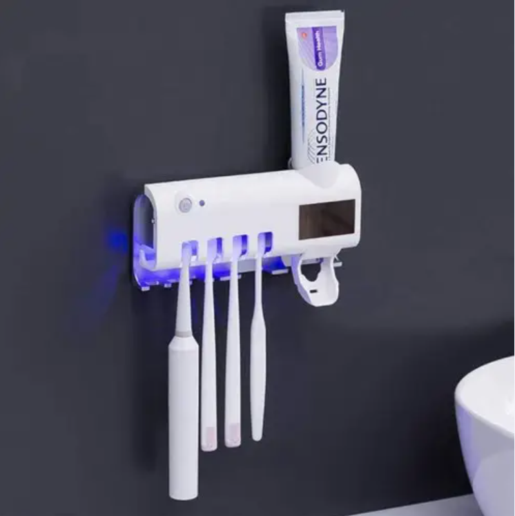 Держатель для зубных щеток с ультрафиолетовой дезинфекцие и дозатор зубной пасты Toothbrush sterilizer - фото 1 - id-p185588241