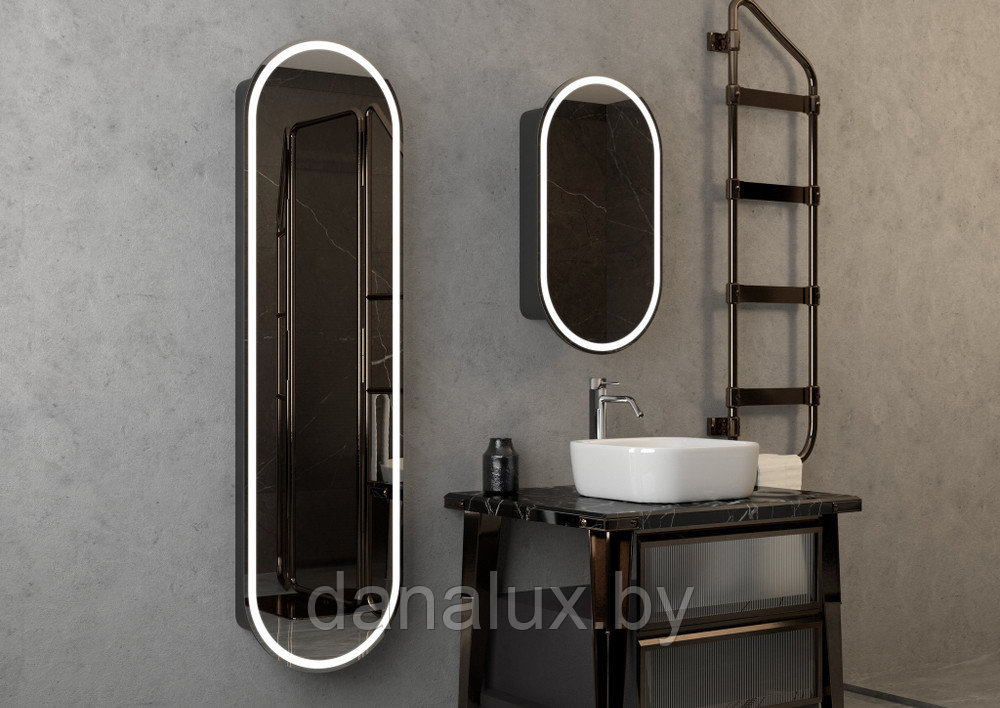 Зеркало-шкаф-пенал с подсветкой Континент Elmage Black LED 45х160 - фото 1 - id-p187410920