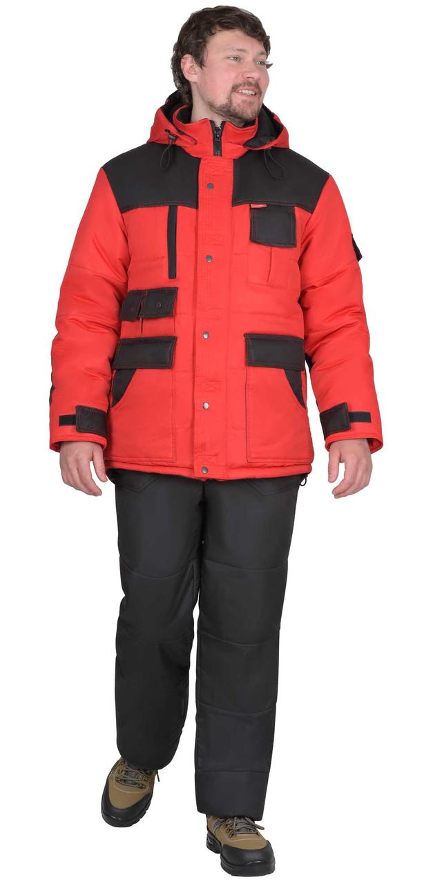 Куртка зимняя 5501 красная с черным - фото 2 - id-p187415352