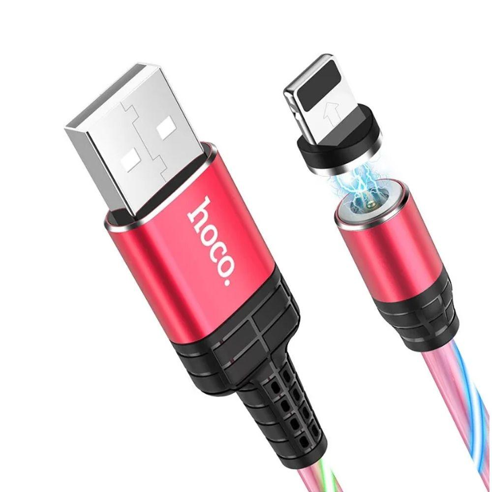 USB кабель Hoco U90 Ingenious Streamer Charging Cable For Lightning, 1 метр, красный