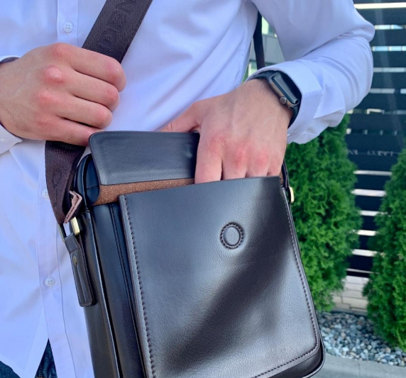 Стильная мужская сумка Polo Videng с плечевым ремнём (темный шоколад) - фото 4 - id-p187424528