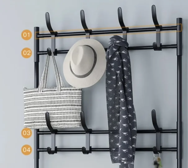 Вешалка-полка с крючками для одежды в прихожую New Simple floor Clothes Rack 5 ярусов 175х60х28 см. - фото 5 - id-p187425188