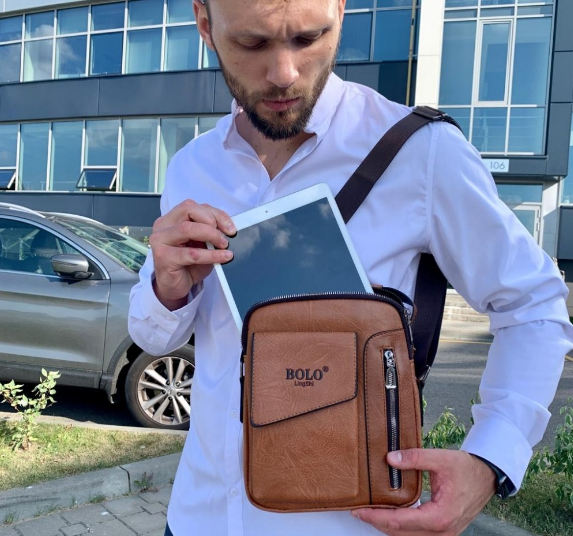 Мужская сумка-мессенджер через плечо Bolo LingShi (отделение для смартфона) - фото 3 - id-p187425306