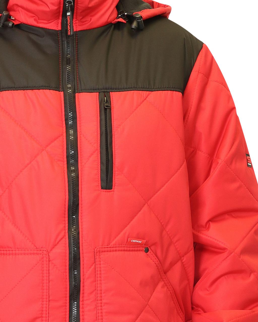 Куртка СИРИУС-ПРАГА-ЛЮКС короткая с капюшоном, красная с черным - фото 2 - id-p187425470