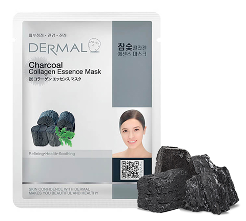 Коллагеновая маска для лица Dermal "Экстракт древесного угля", 23 г - фото 1 - id-p187462510