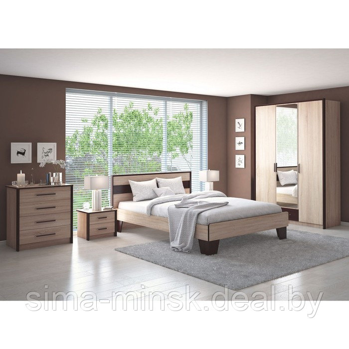 Кровать «Эшли» без ПМ, 140 × 200 см, без основания, цвет венге / дуб сонома - фото 1 - id-p187465557