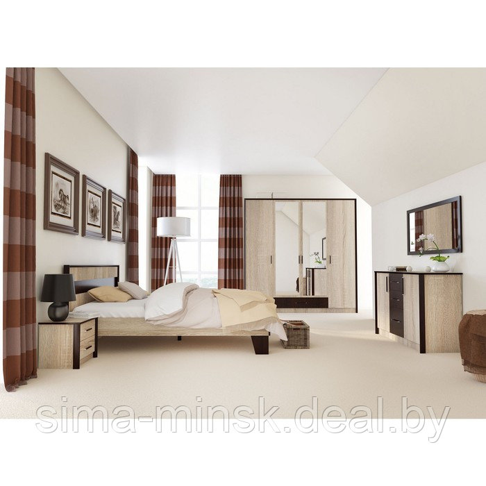 Кровать «Эшли» без ПМ, 140 × 200 см, без основания, цвет венге / дуб сонома - фото 5 - id-p187465557