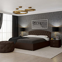 Кровать «Пальмира» без ПМ, 1600х2000, встроенное основание, экокожа, цвет коричневый