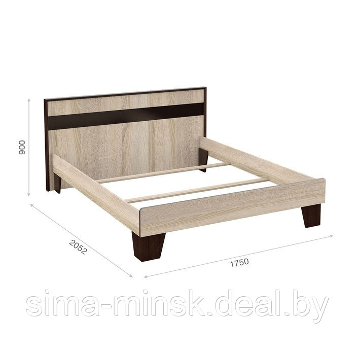 Кровать «Эшли» без ПМ, 160 × 200 см, без основания, цвет венге / дуб сонома - фото 2 - id-p187465565