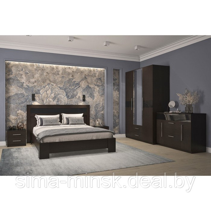 Кровать «Роксана», 1600 × 2000 мм, стекло, без основания, цвет дуб венге - фото 2 - id-p187465570