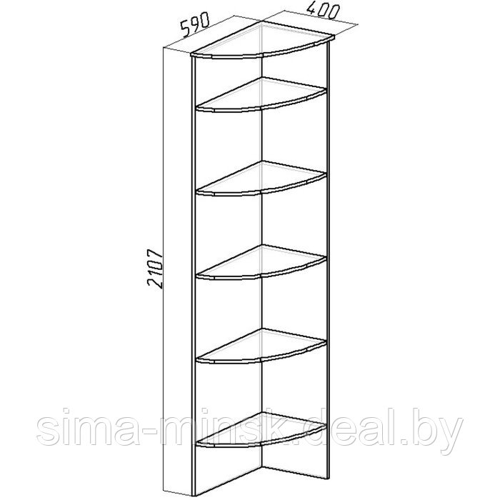 Полка угловая Sherlock 14, 590 × 400 × 2107 мм, цвет орех шоколадный - фото 2 - id-p187470544