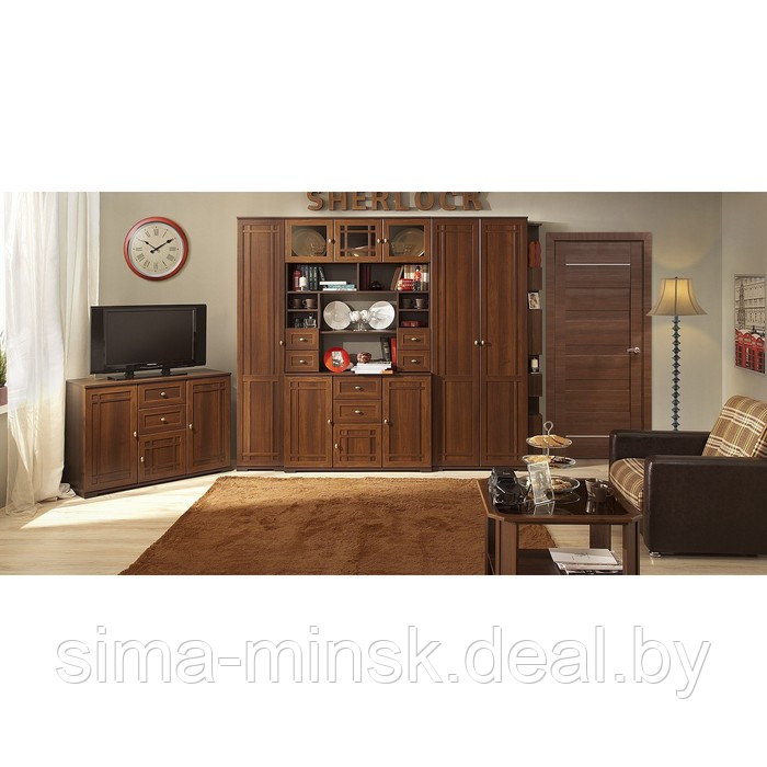 Шкаф для белья Sherlock 8, 400 × 400 × 2107 мм, левый, цвет орех шоколадный - фото 3 - id-p187469711