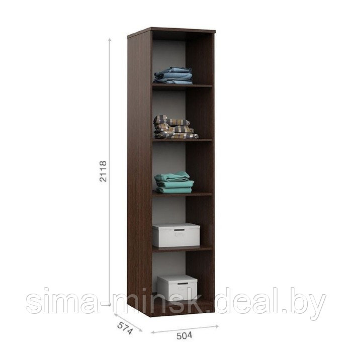 Шкаф 1-дверный «Аврора», 504 × 574 × 2118 мм, цвет венге / дуб молочный - фото 2 - id-p187469759