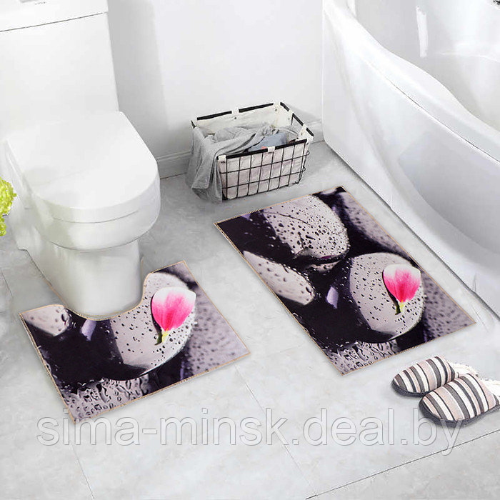 Набор ковриков для ванной и туалета Доляна «Камни», 2 шт: 40×45, 45×75 см - фото 1 - id-p187476865